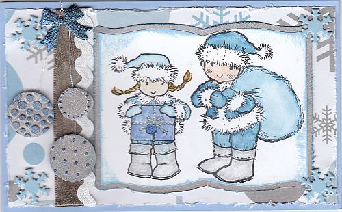 Weihnachtskarte in bleu mit silber